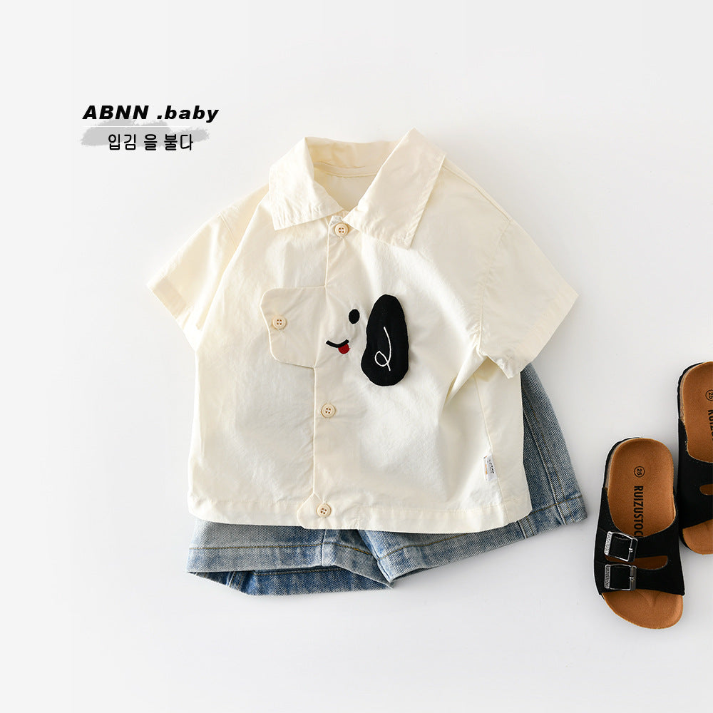 Dog Embroidery Shirt Short Sleeve T-shirt [mh0012858]