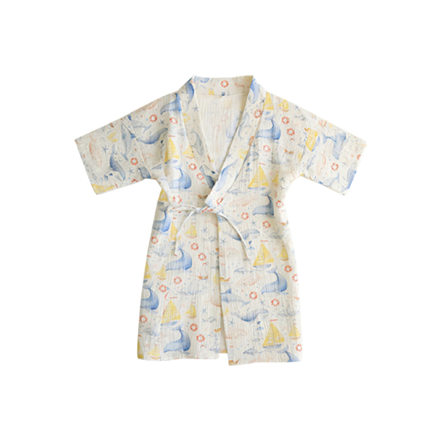 Printed Cotton Gauze Yukata Bathrobe [mh0012598]