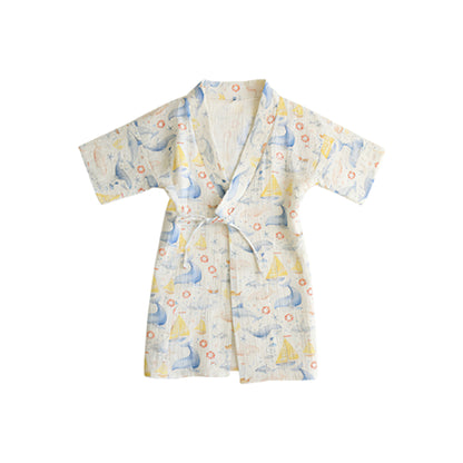 Printed Cotton Gauze Yukata Bathrobe [mh0012598]