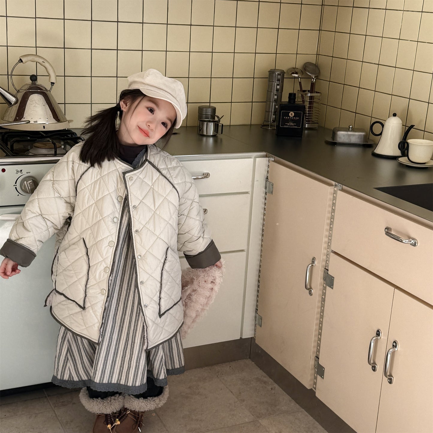 キルトジャケット ノーカラー キルティング アウター【mh0011924】