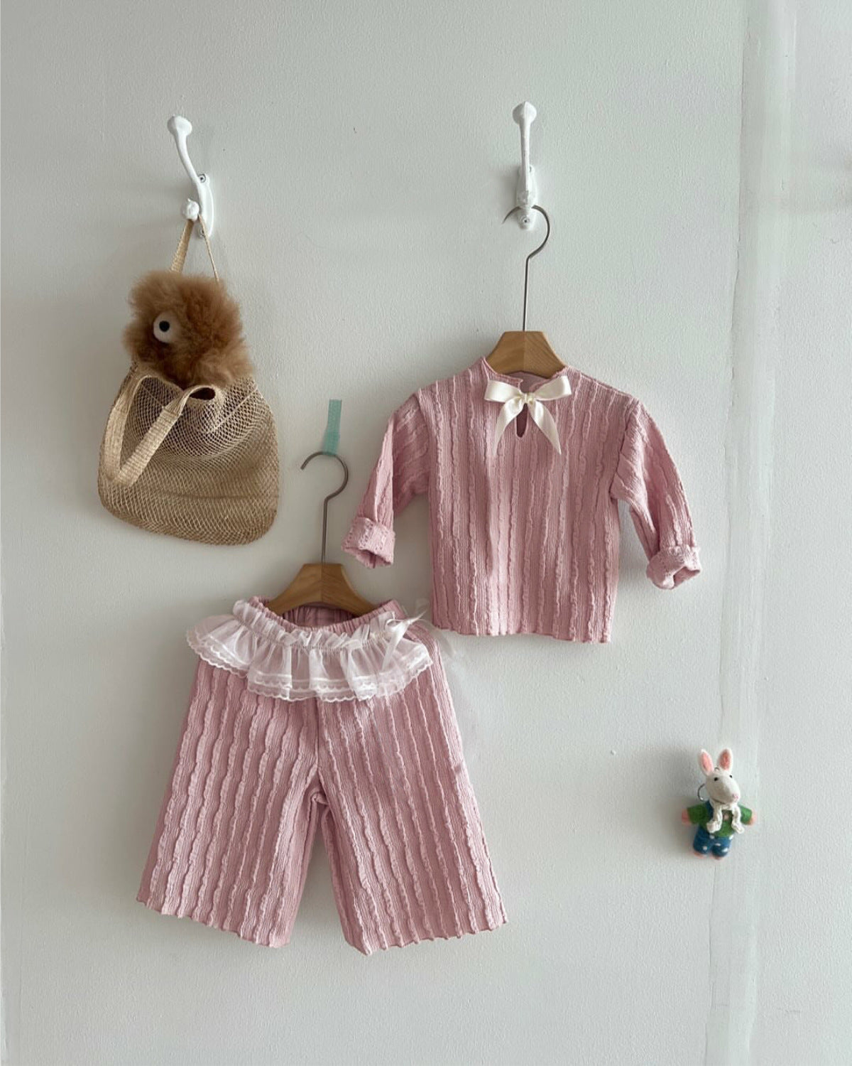 Kids' Ribbon Long-Sleeve Wide-Leg Pants Set [mh0013879]