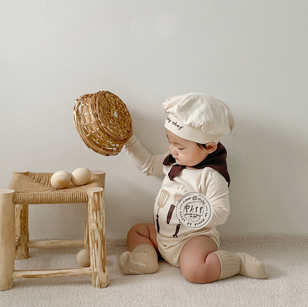 Baby Chef Costume Hat Set Romper シェフ ロンパース 帽子 セット コスチューム【mh0013354】