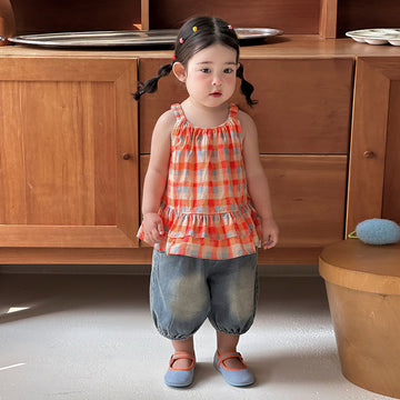 Gingham Tiered Top ギンガムチェック ノースリーブチュニック【mh0012850】