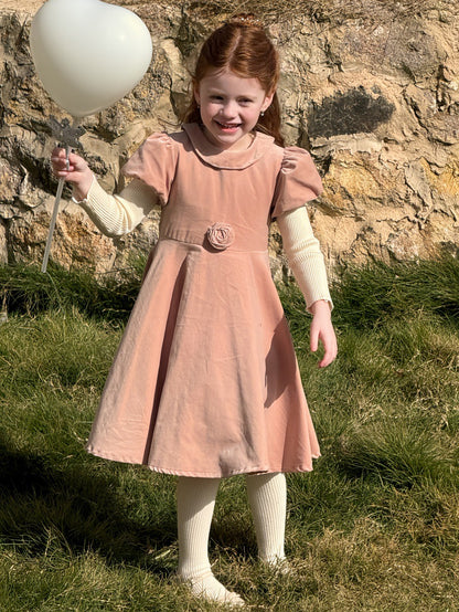 半袖パフスリーブワンピース レトロ クラッシック 発表会 ドレス【mh0011892】