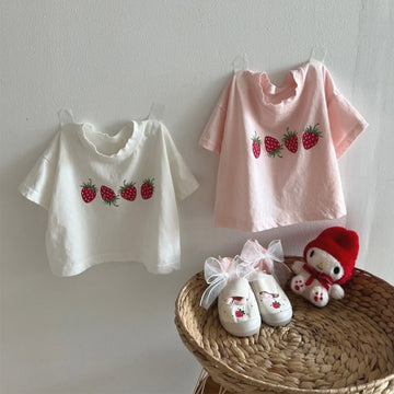 Strawberry Print Crewneck Tee ストロベリー 半袖Tシャツ【mh0013612】