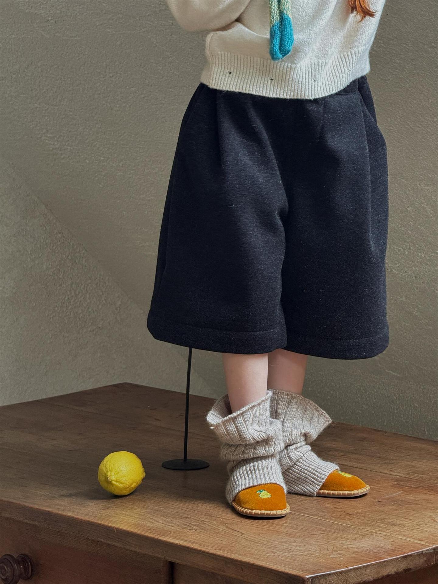 ハーフパンツ ウールタッチ 裏起毛 ストレート ゆったり あったか【mh0011735】