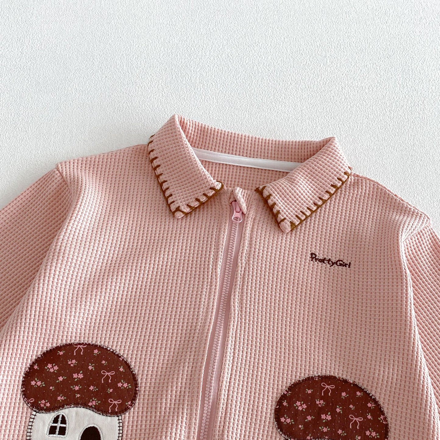Chaqueta gofrada con cremallera para bebé/niño, pantalón ancho fácil con estampado [mh0014027]