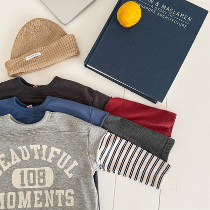 -ロゴプリントベストドッキング長袖Tシャツ スウェット【mh0010806】 - mamahalo shop - 長袖Tシャツ -  べビー服 - 子供服 - 男の子 - 女の子