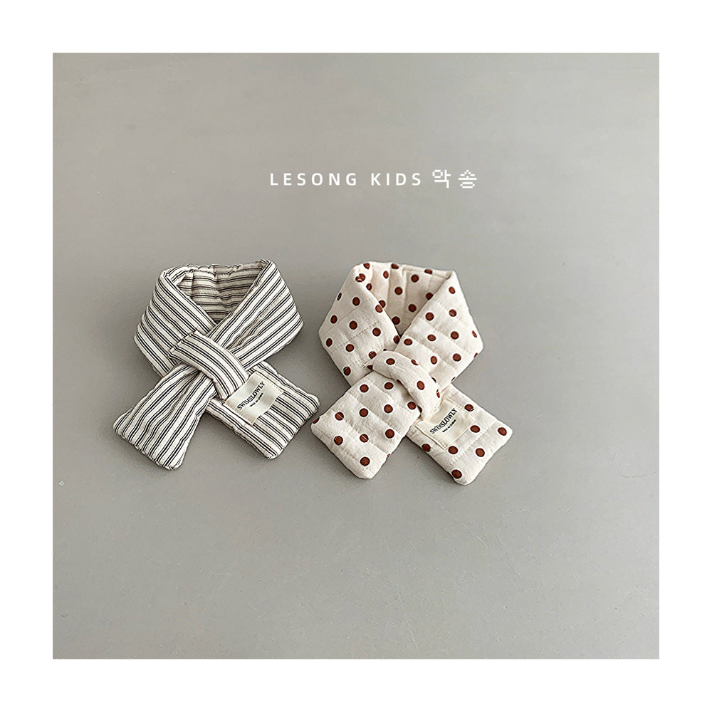 キッズマフラー チェック/ドット/ストライプ ネックウォーマー【mh0011796】