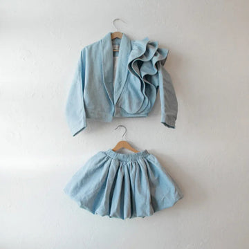 Kids Ruffle Frill Asymmetrical Design Long-Sleeve Jacket and Balloon Skirt Set [mh0013873]