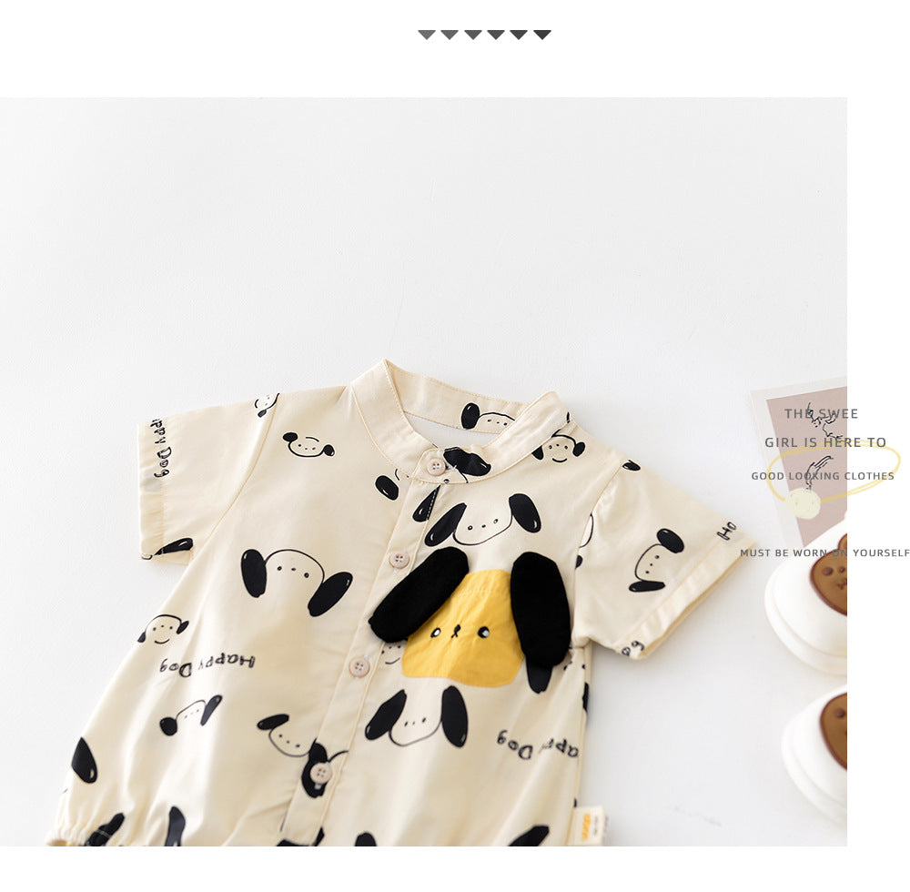 Baby Short Sleeve Romper with Dog Print【mh0001911】