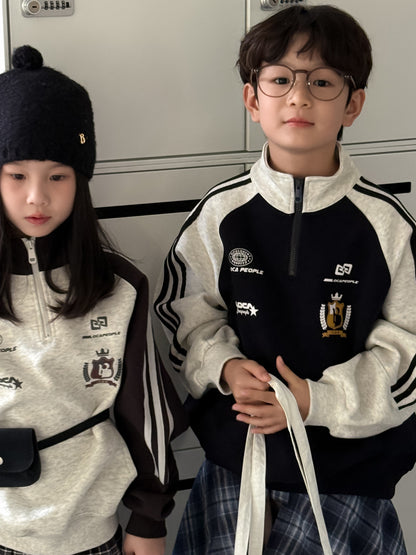 -バイカラーロゴハーフジップスウェットシャツ【mh0010937】 - mamahalo shop - トレーナー・フーディ -  べビー服 - 子供服 - 男の子 - 女の子