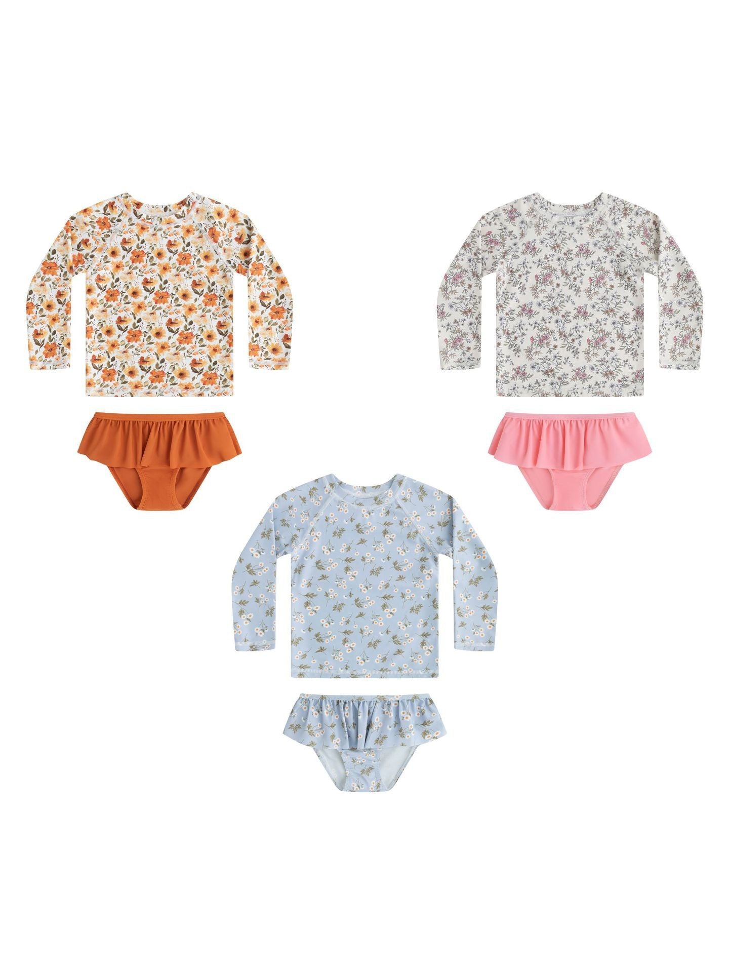 UPF50 Plus Floral Long Sleeve Swimsuit 花柄 ラッシュガード 3点セット【mh0012583】