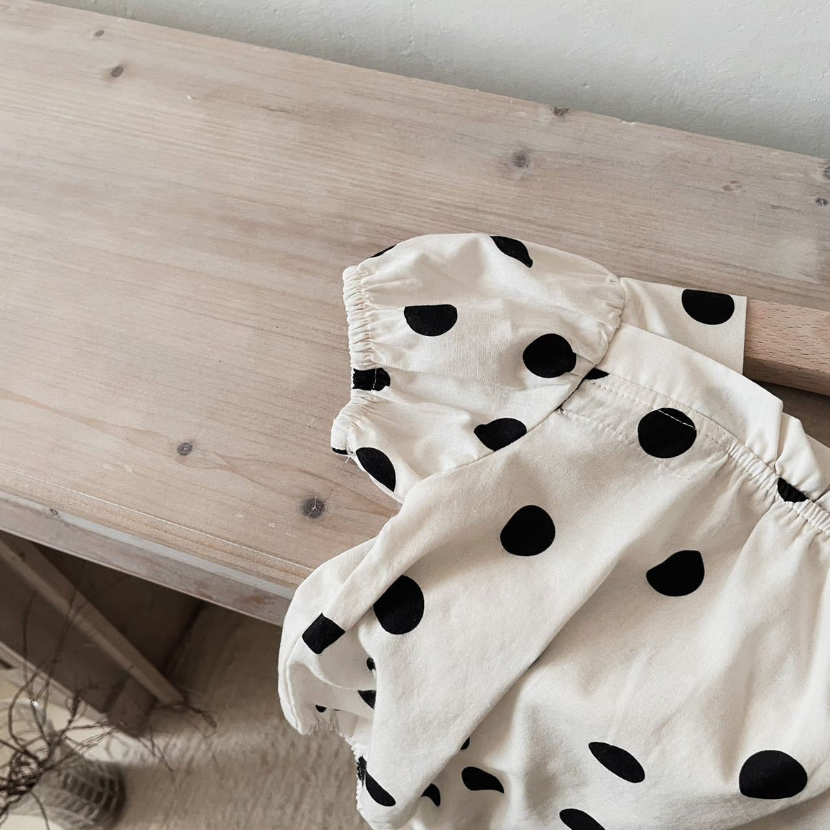 Baby Rabbit Dot Square Neck Short Sleeve Puff Sleeve Romper [mh0001866]