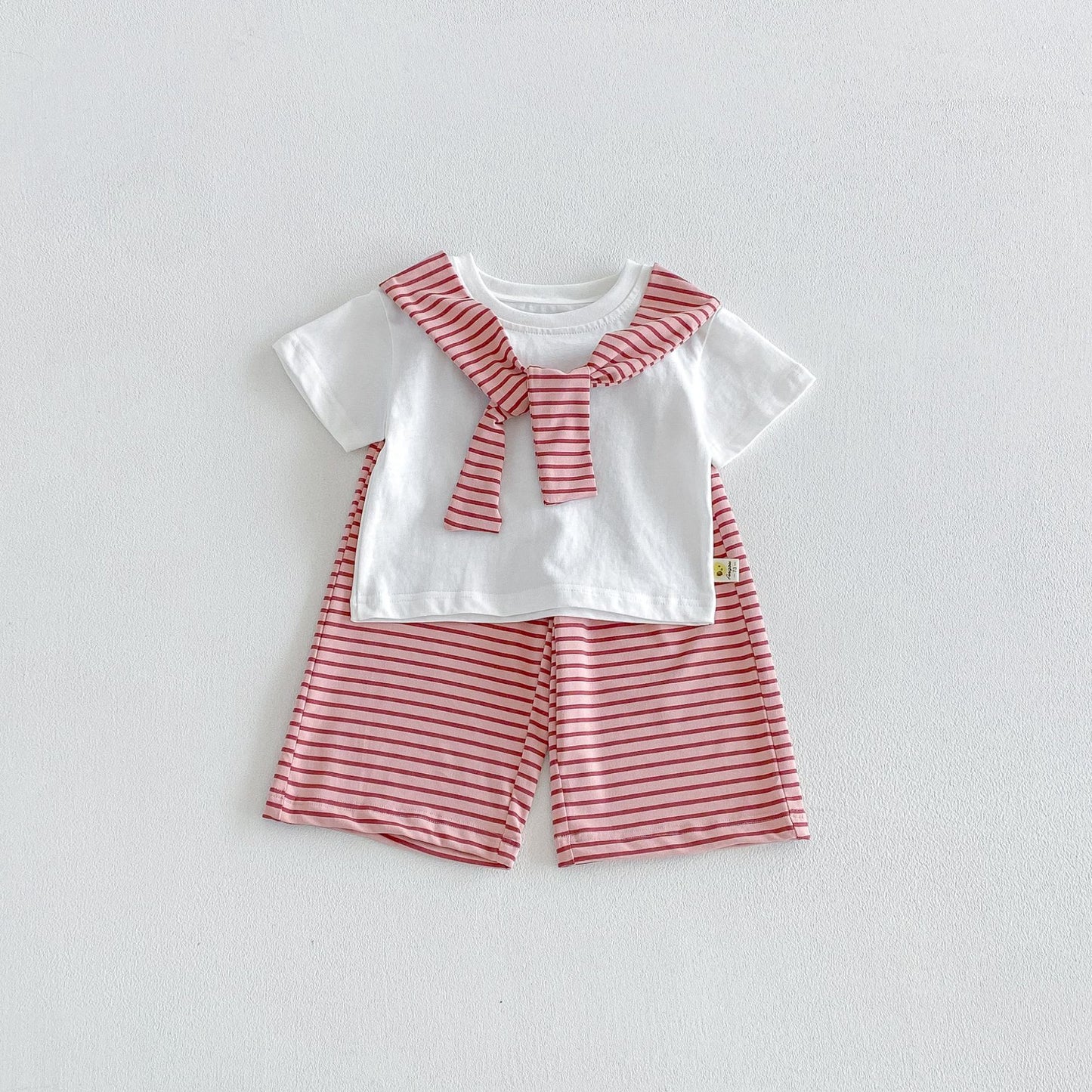 Sailor Collar Striped Set 半袖Tシャツ ハーフパンツ セット【mh0013426】