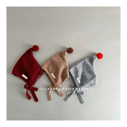 ベビー帽子 ぽんぽん付き 小人キャップ ピクシーハット【mh0011812】