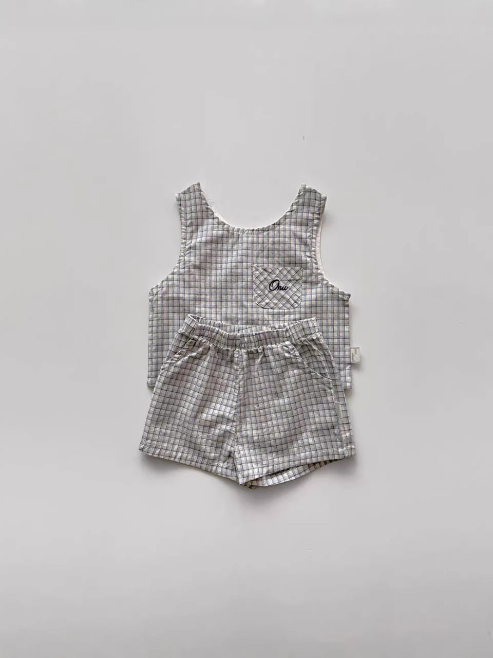 Plaid Seersucker Tank Shorts Set 【mh0013273】