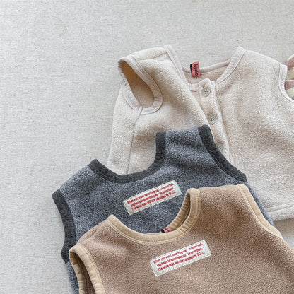 -フロントボタン付きフリースベスト【mh0010809】 - mamahalo shop - ベスト -  べビー服 - 子供服 - 男の子 - 女の子