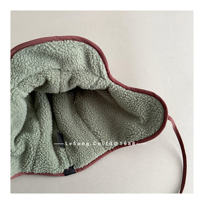 キッズ帽子 裏フリース 耳当て付き カラーブロック フライトキャップ【mh0011837】