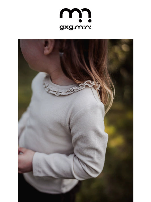 -長袖Tシャツ フリル襟 丸首 無地 カットソー ブラウス風【mh0011311】 - mamahalo shop - 長袖Tシャツ -  べビー服 - 子供服 - 男の子 - 女の子