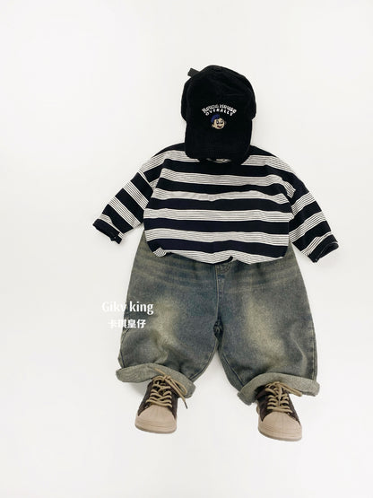 Wide Stripe Loose Long Sleeve T-shirt