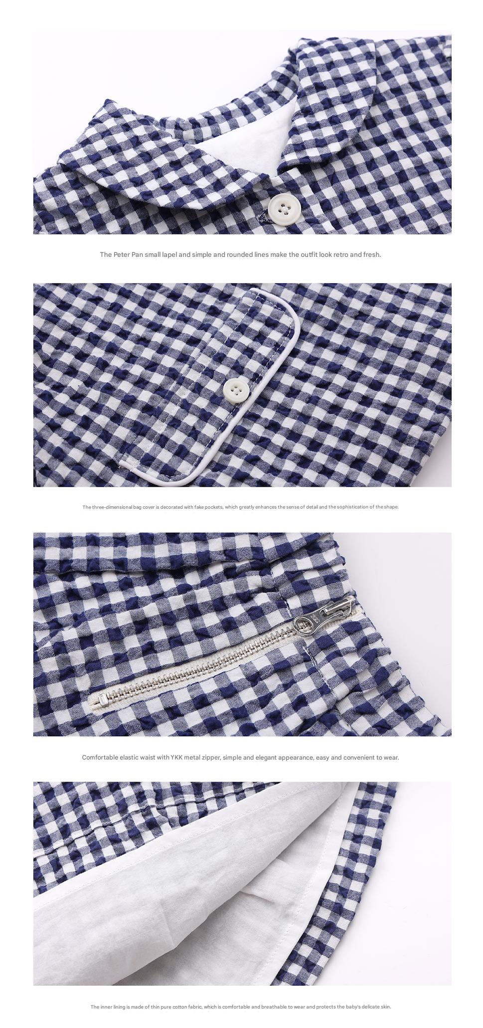 -フレンチスタイルチェックジャケット/ボックスプリーツスカート スーツ【mh0011299】 - mamahalo shop - 長袖セットアップ -  べビー服 - 子供服 - 男の子 - 女の子