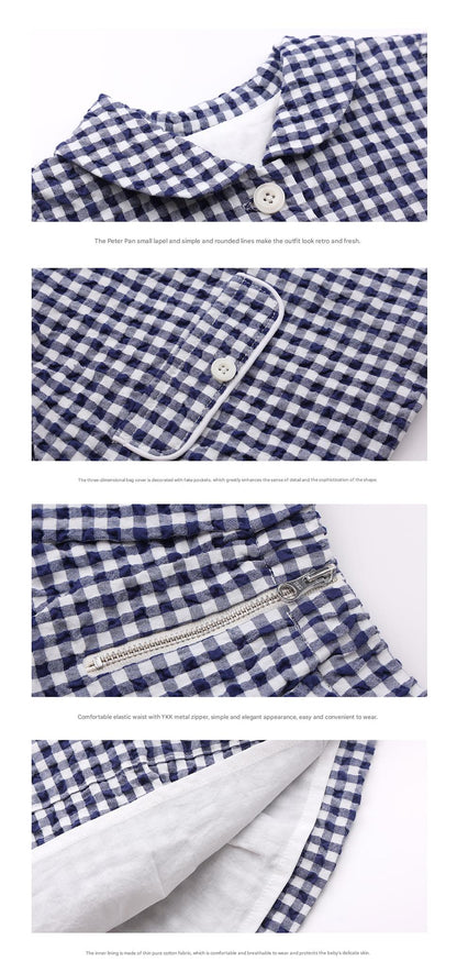 -フレンチスタイルチェックジャケット/ボックスプリーツスカート スーツ【mh0011299】 - mamahalo shop - 長袖セットアップ -  べビー服 - 子供服 - 男の子 - 女の子