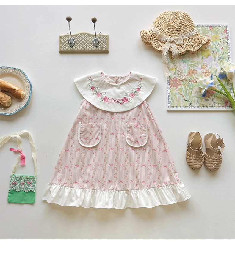 Flower Print Ruffle Dress フリル ノースリーブワンピース【mh0013656】