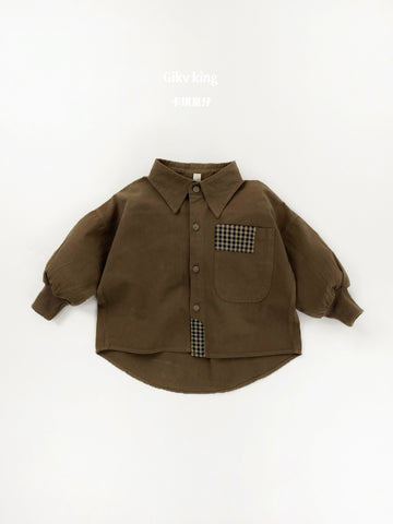 Plaid Patchwork Lantern Sleeve Shirt チェック パッチワーク シャツ【mh0012562】