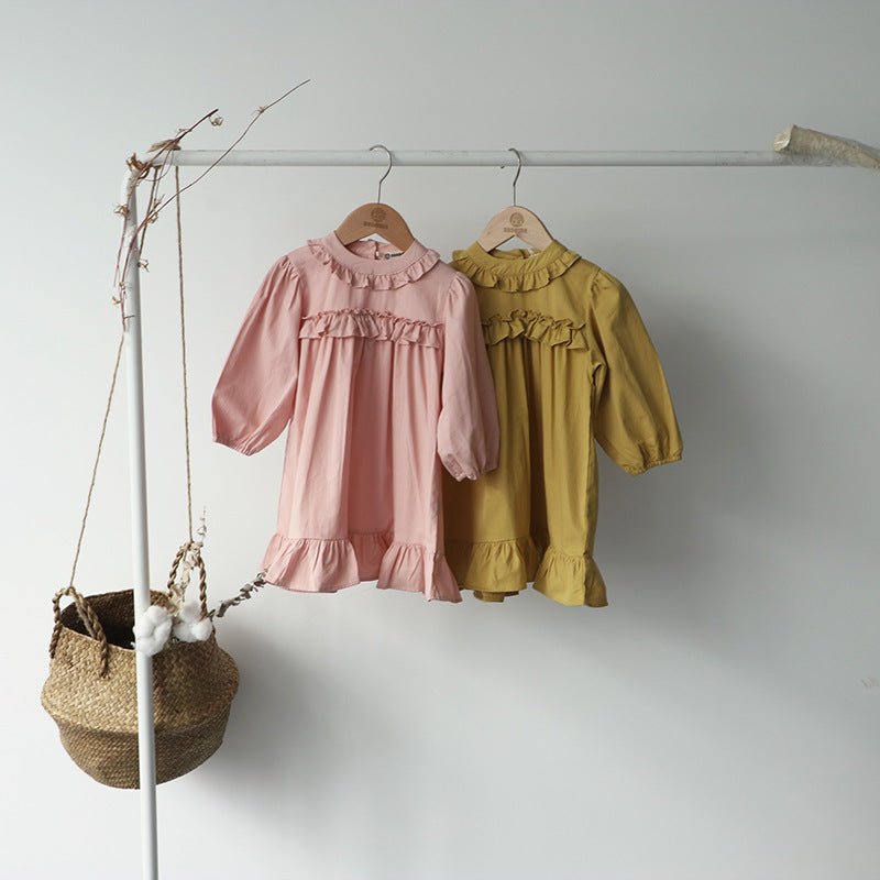Ruffle Collar Layered Princess Dress フリル 長袖ワンピース【mh0012629】