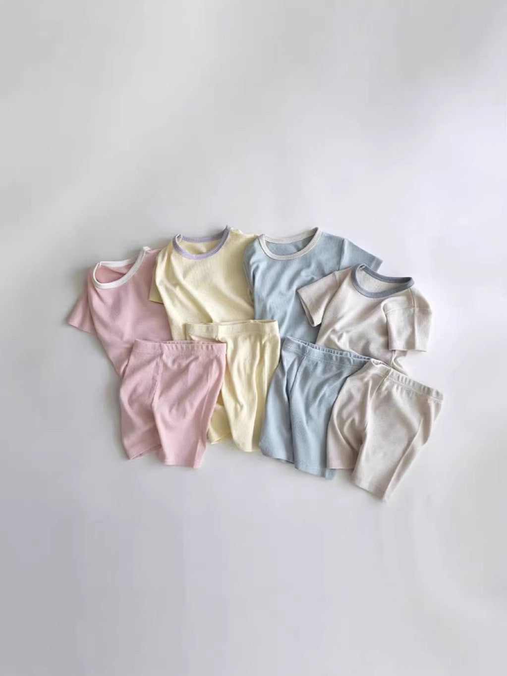 Crew Neck Short-Sleeve T-shirt Shorts Set Daily Short Sleeve T-shirt Shorts Set [mh0013277]
