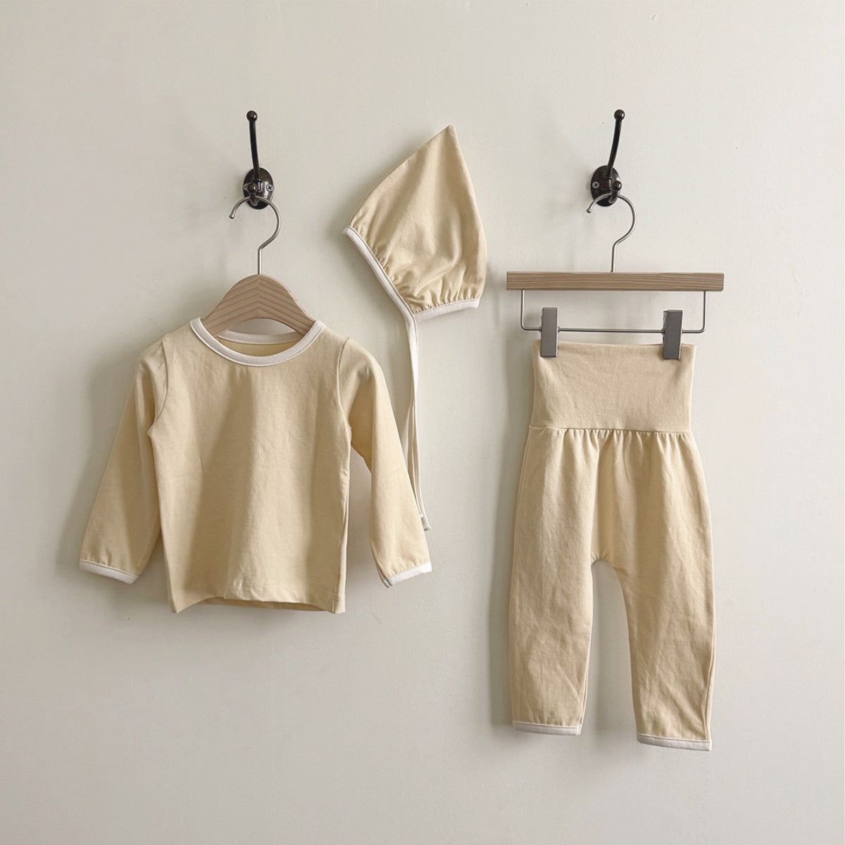 ベビー ハイウエスト ロングパンツ 長袖Tシャツ 帽子【mh0014477】