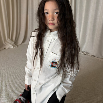 yummy&rocky | Cake Embroidery Cotton White Shirt ケーキ 刺繍 コットン シャツ【mh0020173】