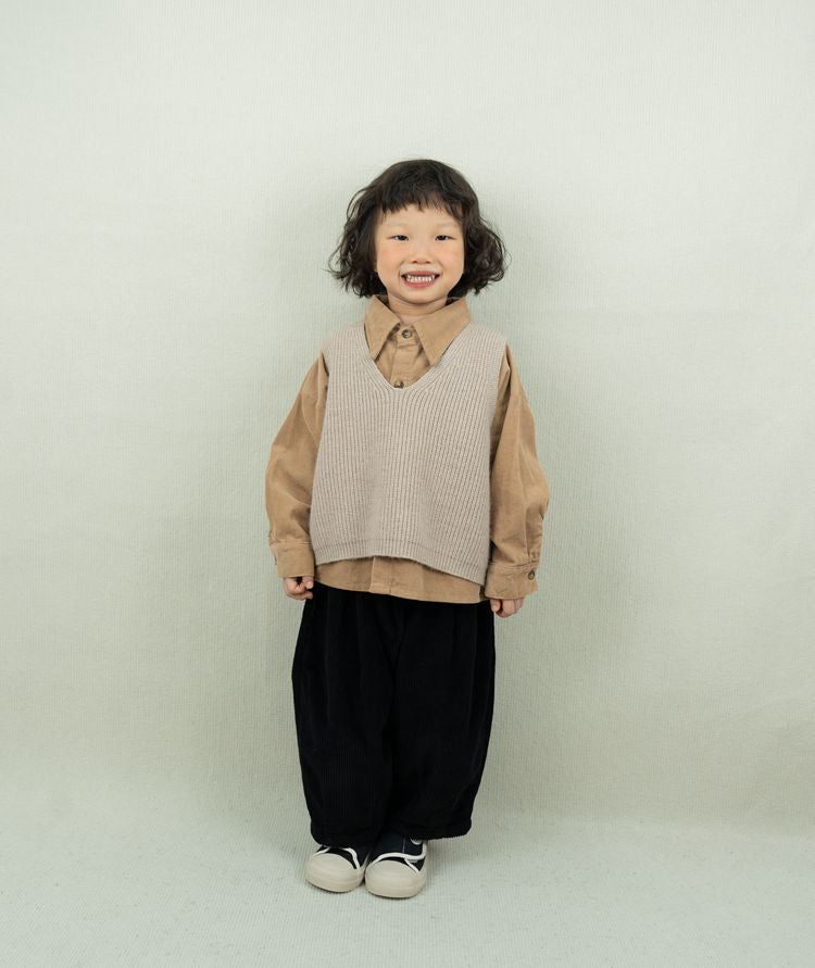 Chaleco de punto con cuello de pico para niños【mh0013925】