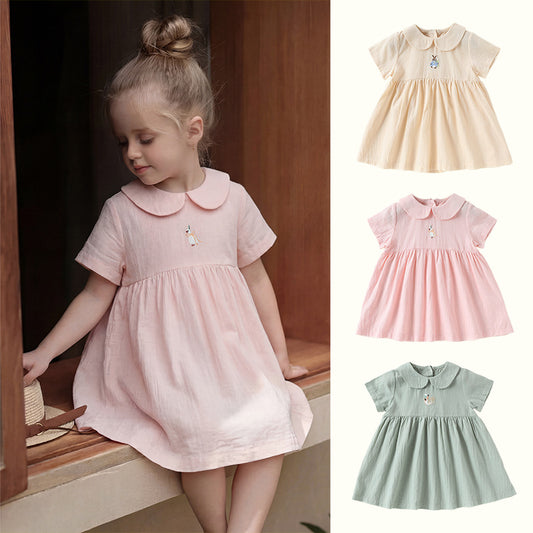 Nautical Animal Embroidered Smock Dress (Short Sleeve) [mh0012764]