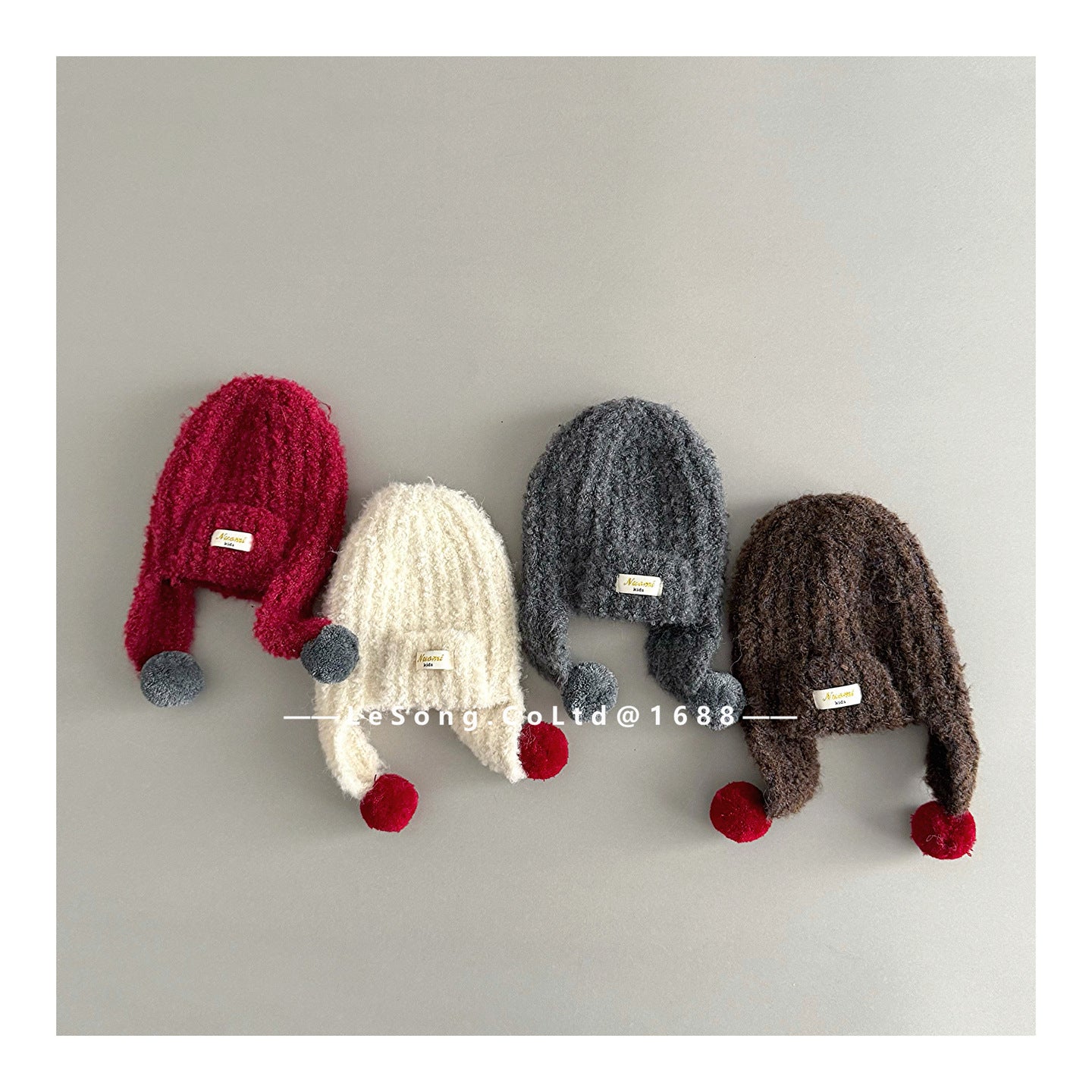 キッズ帽子 ニット 耳当て付きニットキャップ【mh0011799】