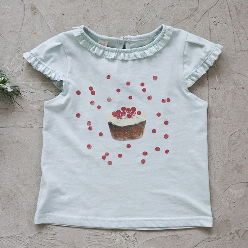 Flounce Sleeve Cupcake Tee フリルスリーブ カップケーキ Tシャツ【mh0012987】
