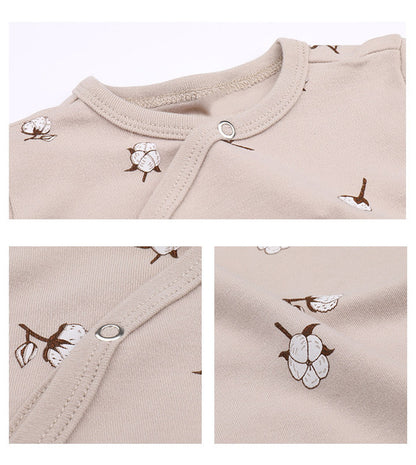 -ムーン/オリーブ/コットン/ドット足付き長袖肌着ロンパース+ボンネット帽子セット【mh0010733】 - mamahalo shop - 長袖ロンパース -  べビー服 - 子供服 - 男の子 - 女の子