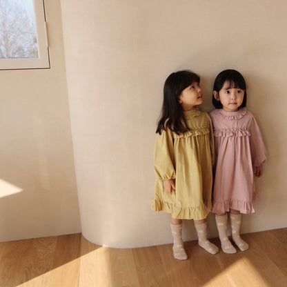 Ruffle Collar Layered Princess Dress フリル 長袖ワンピース【mh0012629】