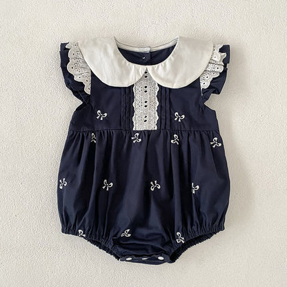 Bow Embroidery Ruffle Romper Dress ラッフル ロンパース ワンピース【mh0013161】