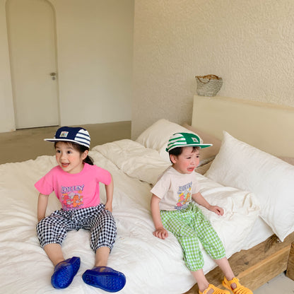Pantalones holgados de verano a cuadros para niños [mh0000865]