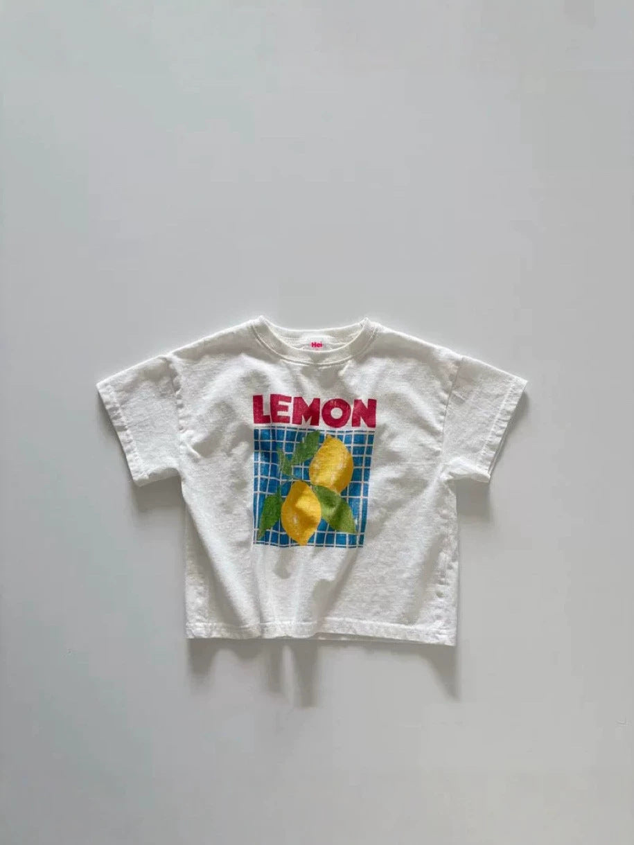 Loose Fruit Lemon Print Shoulder T-shirt [mh0013286]