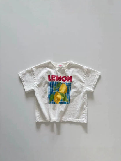 Loose Fruit Lemon Print Shoulder T-shirt [mh0013286]