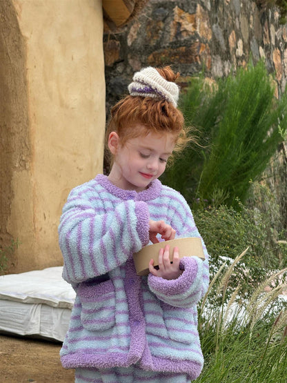 ルームウェア ボーダー もこもこフリース パジャマセットアップ 2点セット【mh0011745】