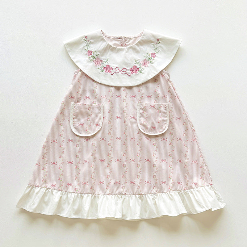 Flower Print Ruffle Dress フリル ノースリーブワンピース【mh0013656】