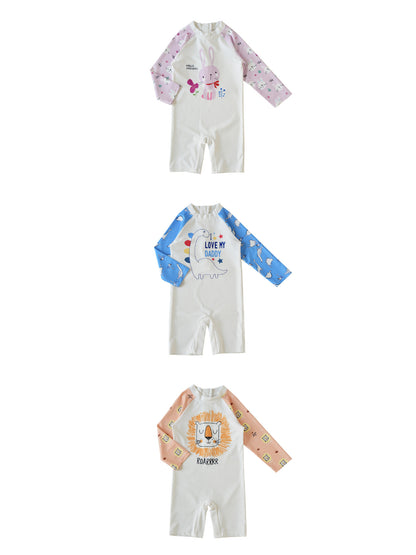UPF50 Plus Cartoon Long Sleeve One-piece Animal Print Long Sleeve Swimsuit [mh0012594]