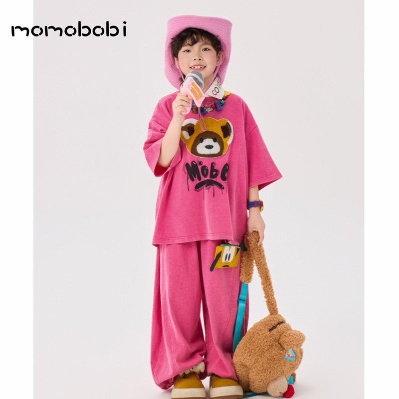Flock Print Raccoon Tee & Wide Pants アライグマ 半袖Tシャツ ロングパンツ セット【mh0013005】