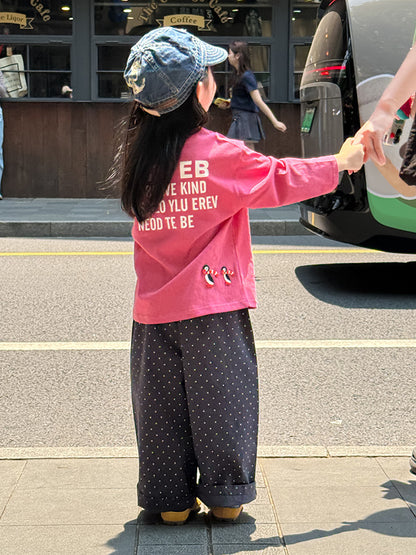 -ペンギン柄プリントTシャツ ロゴ入り長袖トップス【mh0011055】 - mamahalo shop - 長袖Tシャツ -  べビー服 - 子供服 - 男の子 - 女の子