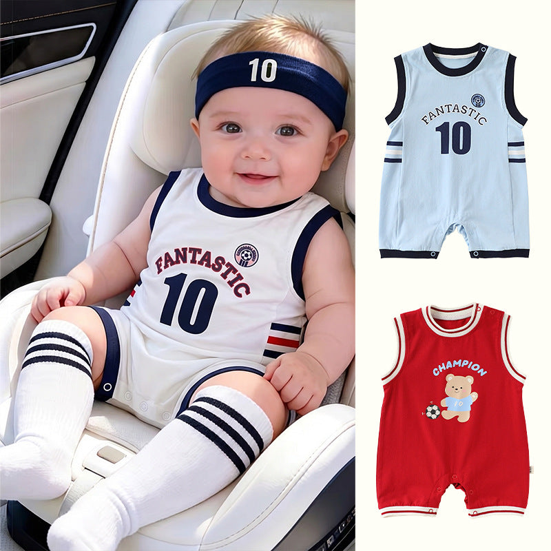 Sleeveless Athletic Bear Romper ナンバリング ノースリーブロンパース【mh0013505】