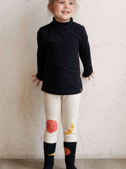 レギンス 太陽 月 プリント キッズ ストレッチ ボトムス【mh0011567】